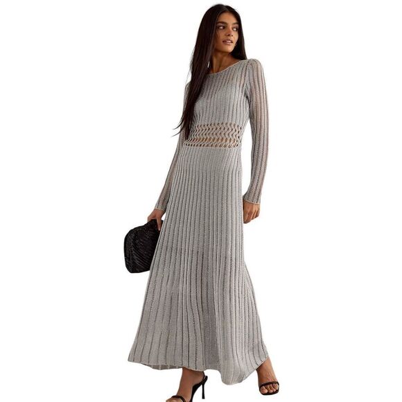 Significant Other Adley Long-Sleeve Open-Knit Maxi Dress NWT Size 10 - Picture 1 of 11